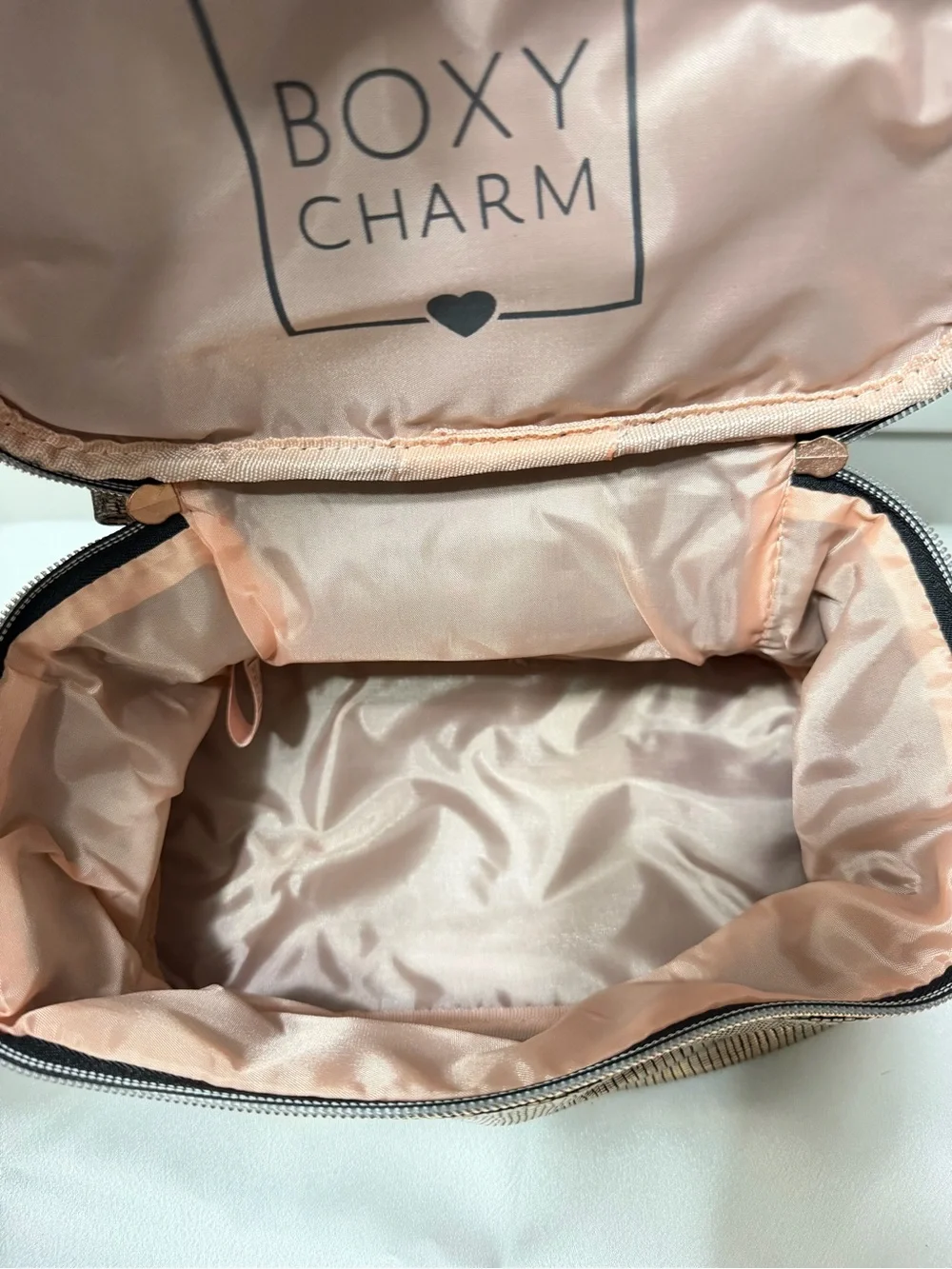 NEW BoxyCharm Iridescent Rose Gold Makeup Bag